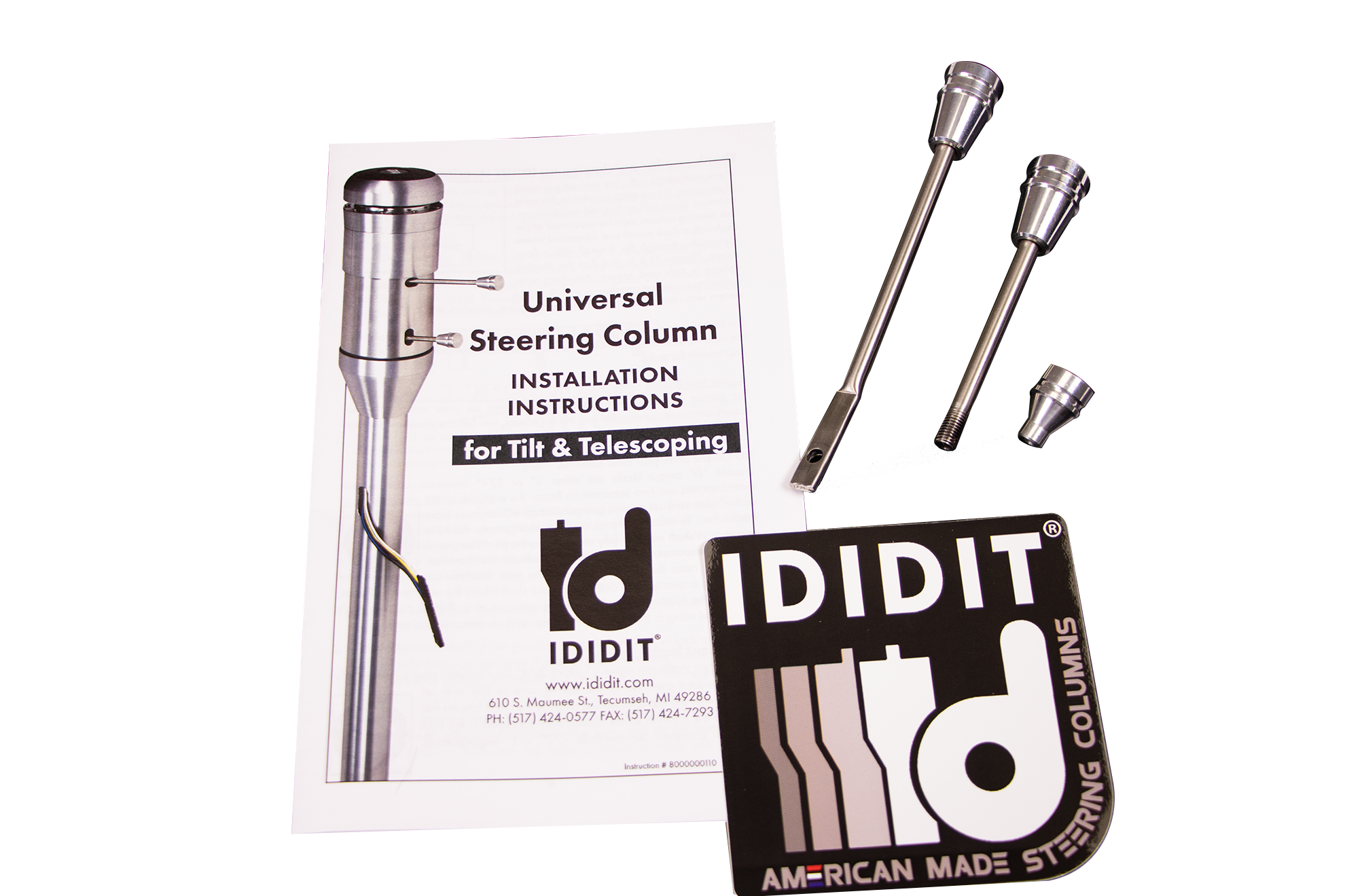 33 1/4" 9-Bolt Tilt/Telescoping Column Shift Steering Column - Brushed Aluminum
