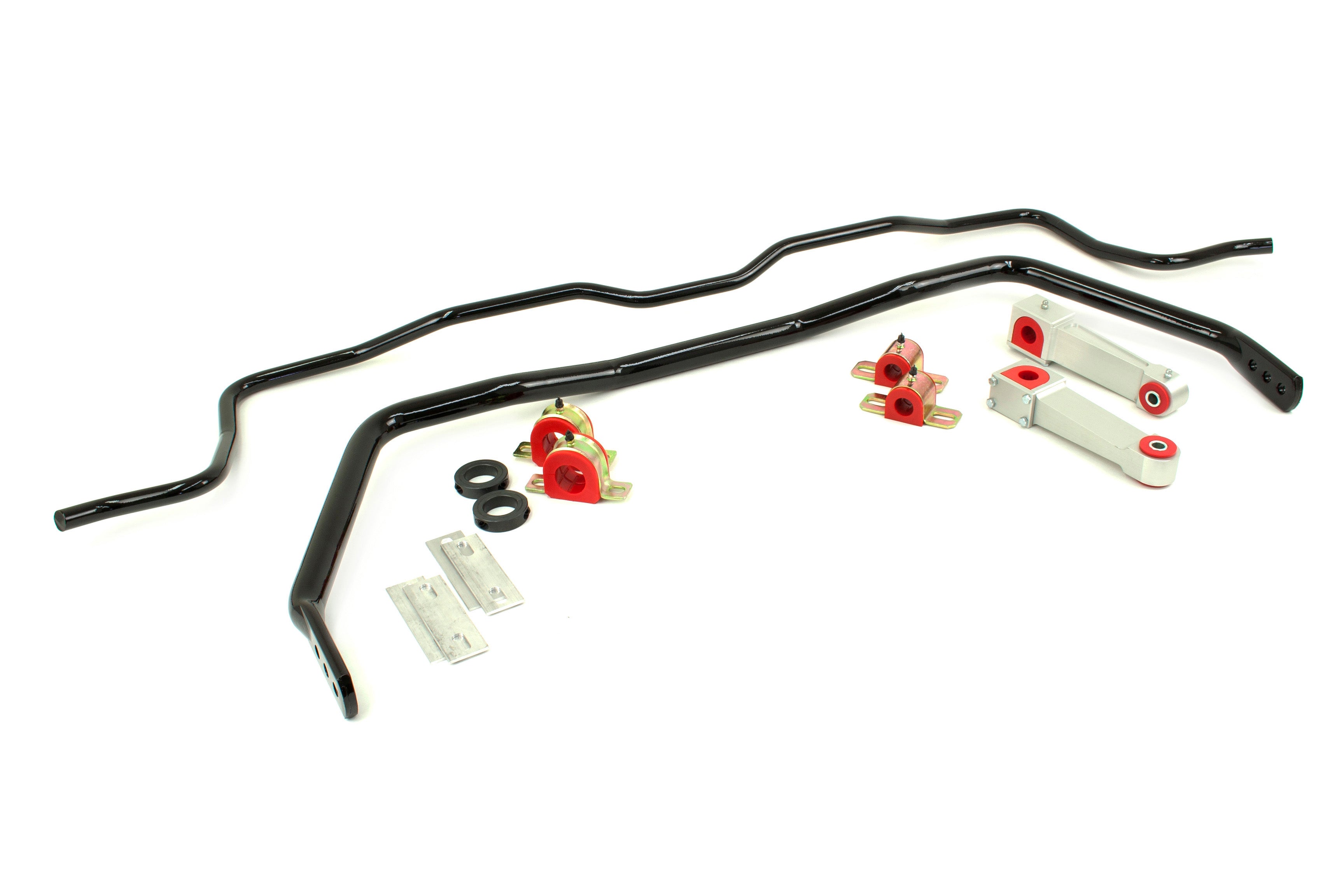 S197 kit boosts handling with bolt-on bars, bushings, and billet end links.