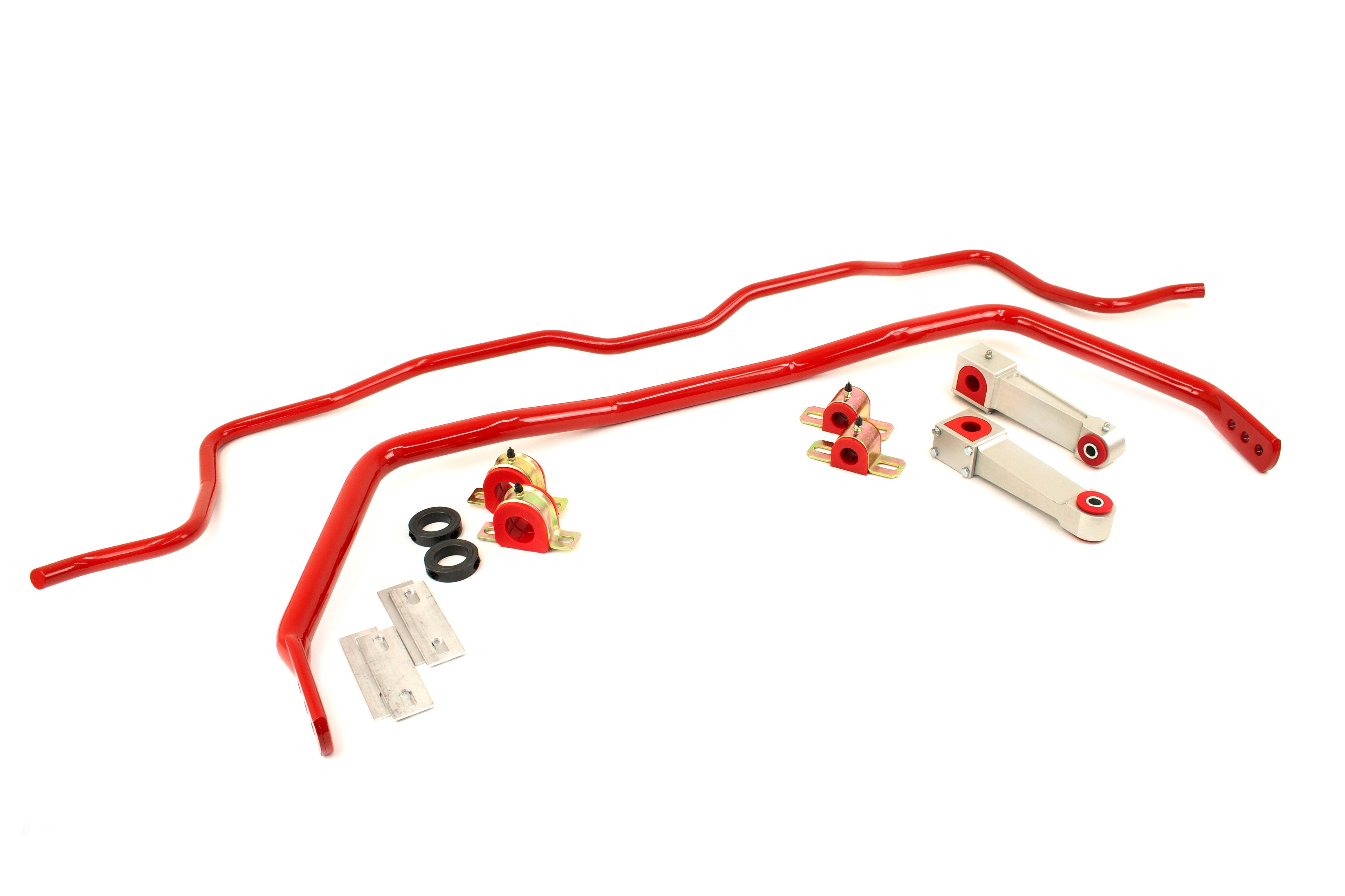 S197 kit boosts handling with bolt-on bars, bushings, and billet end links.